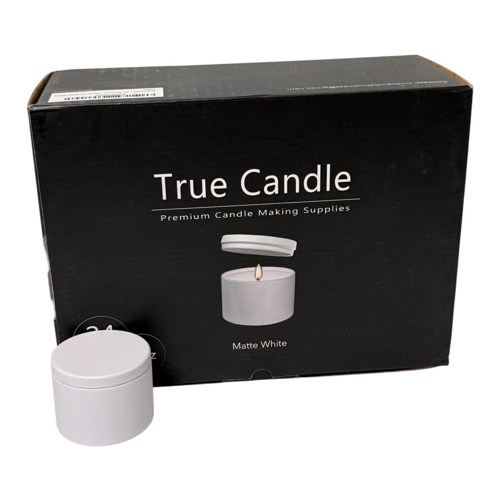 20pc 4oz Tin Jar w Lid Matte White Empty For Candle Making DIY True Candle